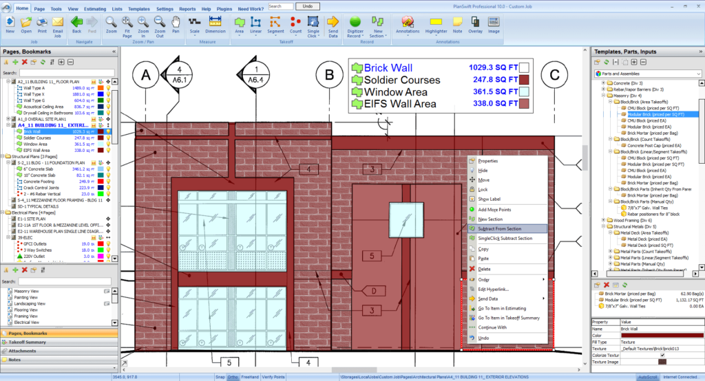 Masonry Takeoff Services